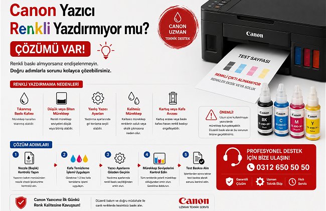 Canon mürekkep tanklı yazıcılarda hortum geri kaçması ve boş sayfa basma arızası