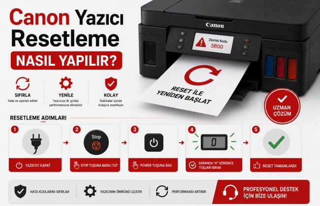 Canon yazıcı dijital ekran hata kodları ve servis modu onarımı